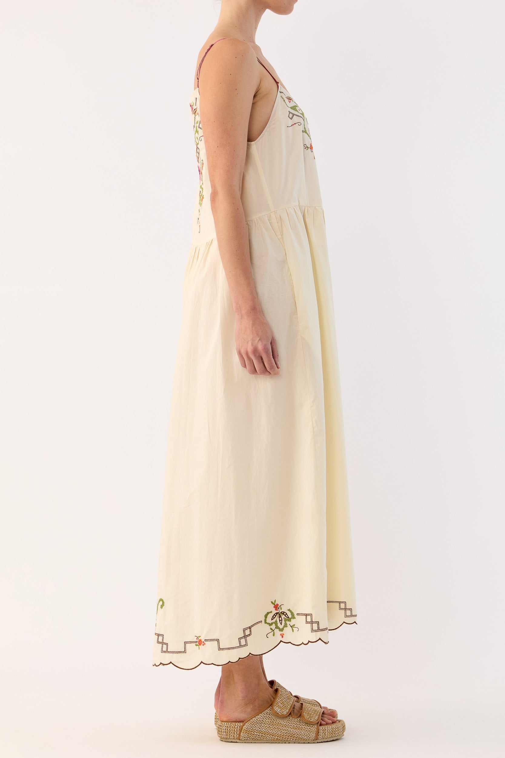 Esther Embroidered Cotton Cami Dress