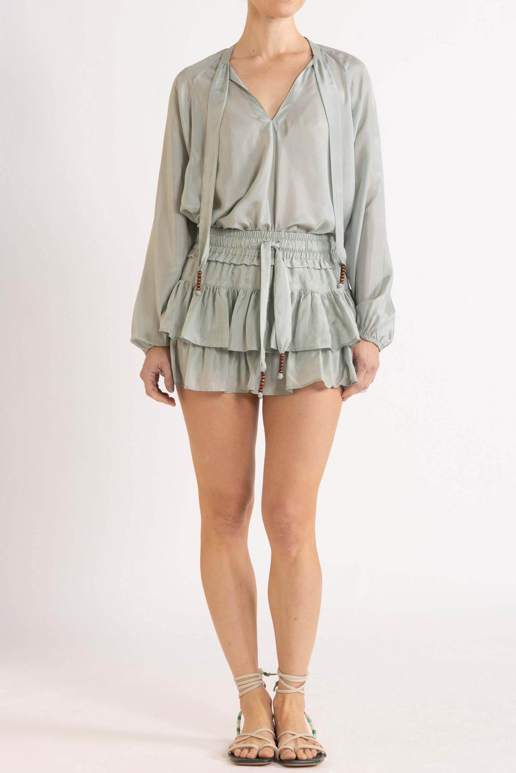 Amal Silk Habotai Frill Short