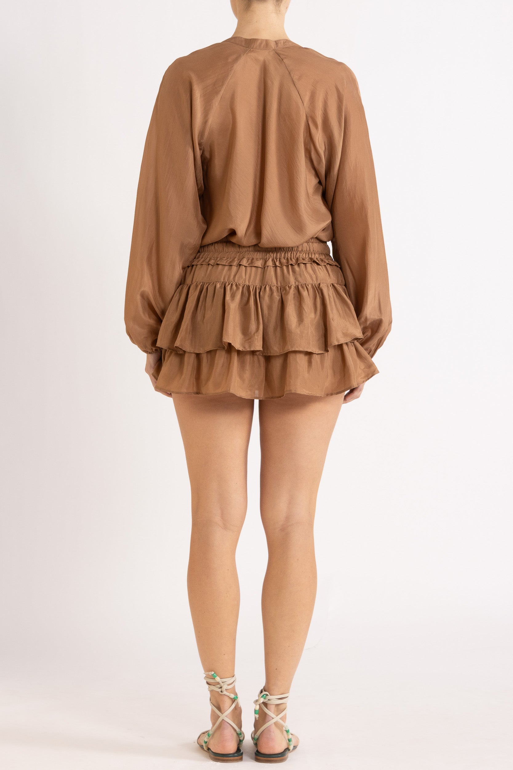 Amal Silk Habotai Frill Short