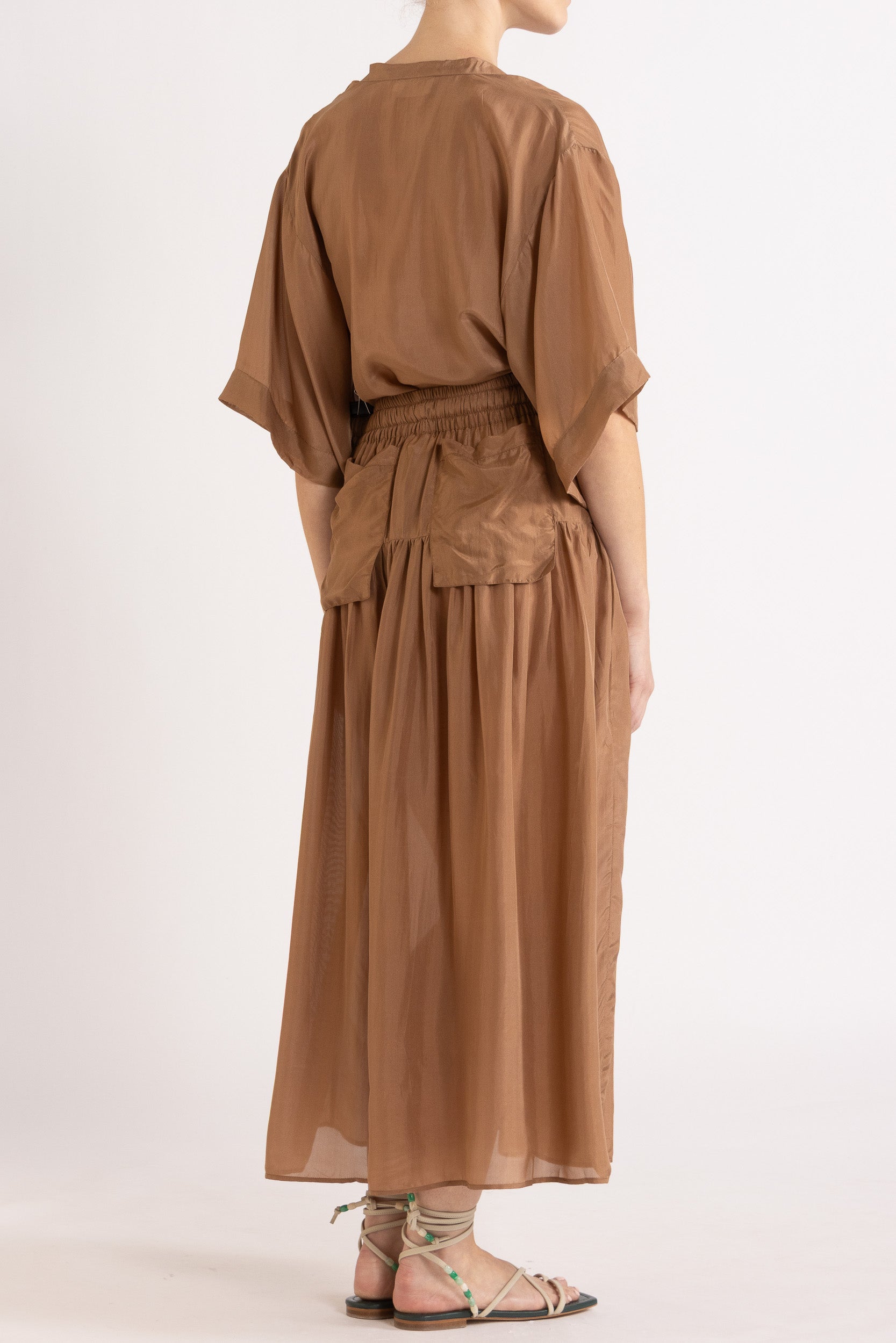 Amal Silk Habotai Short Sleeve Top