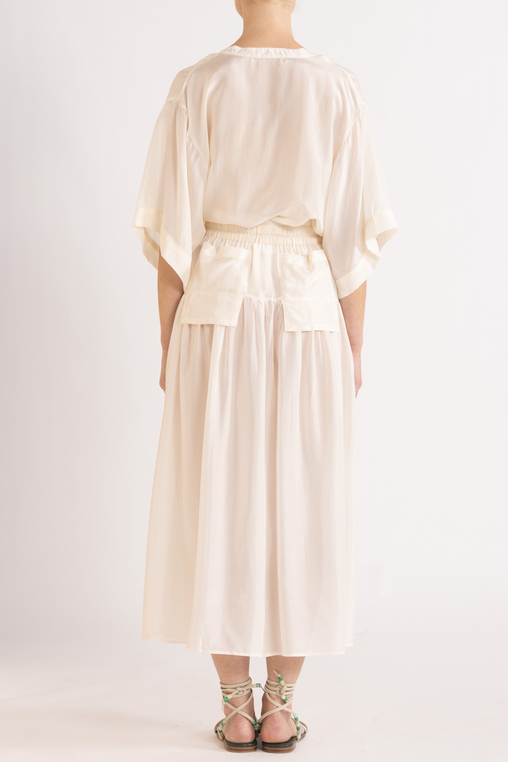 Amal Silk Habotai Short Sleeve Top