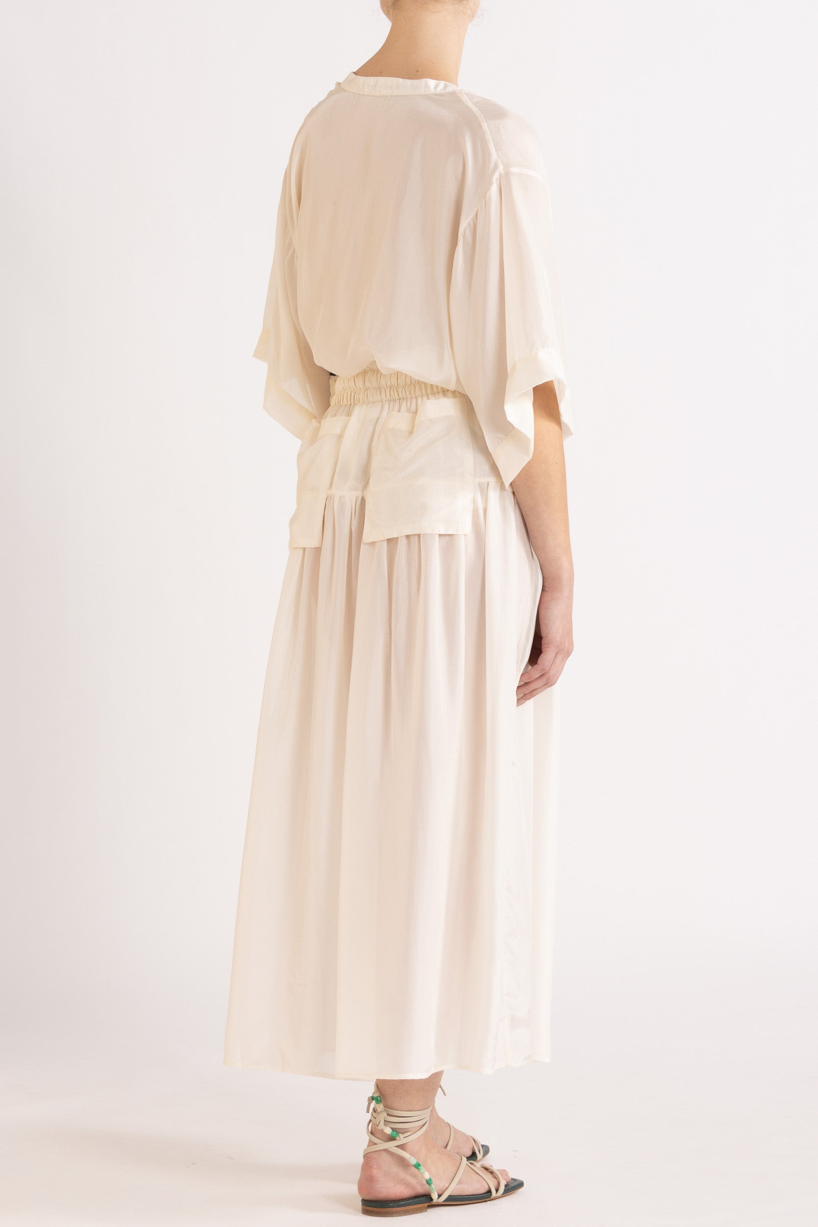 Amal Silk Habotai Short Sleeve Top