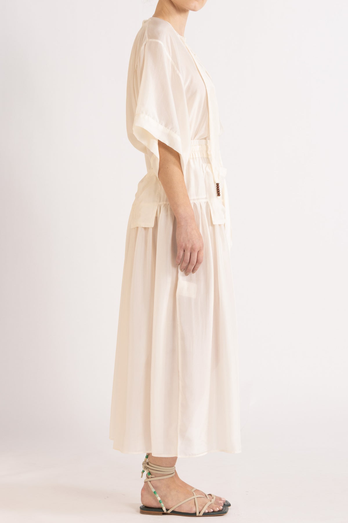 Amal Silk Habotai Short Sleeve Top