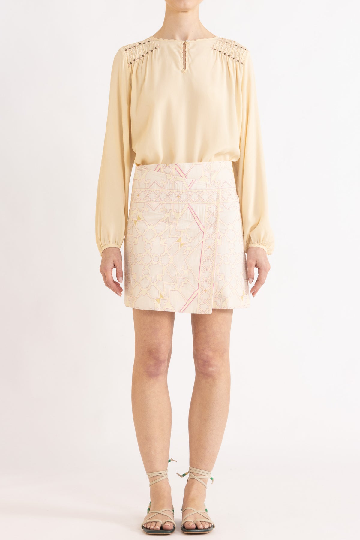 Jericho Embroidered Mini Wrap Skirt