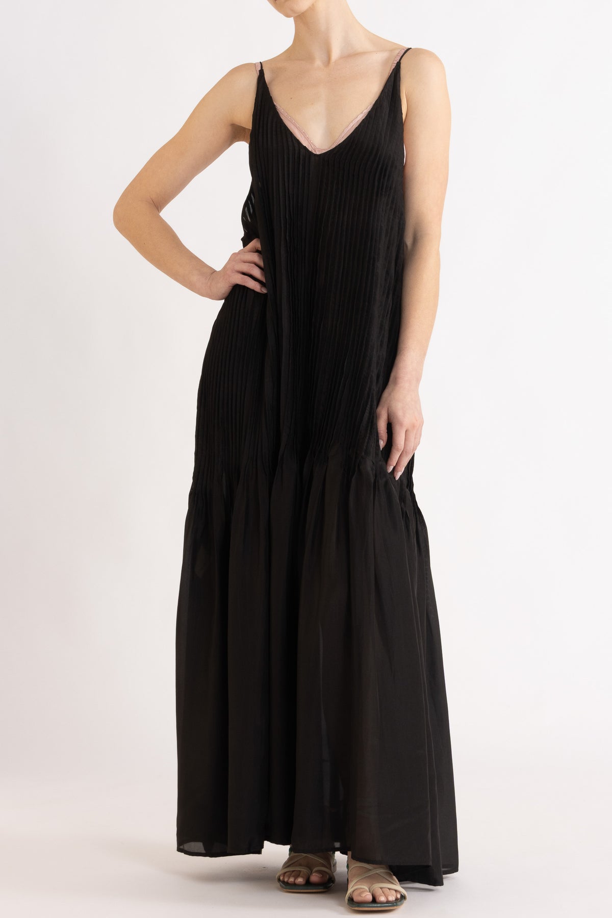 Lavinia Pleated Silk Maxi Dress