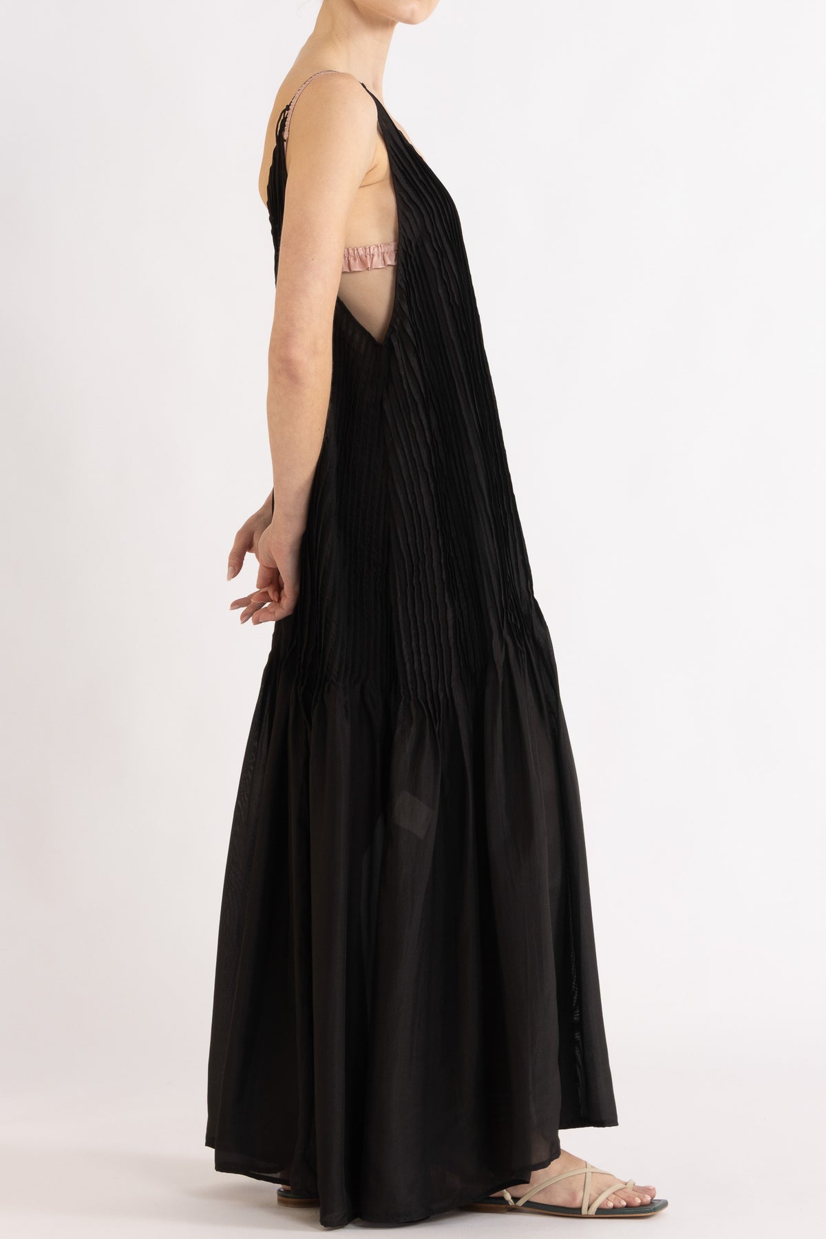 Lavinia Pleated Silk Maxi Dress
