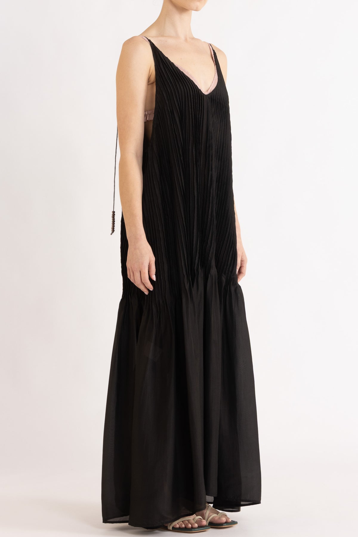 Lavinia Pleated Silk Maxi Dress