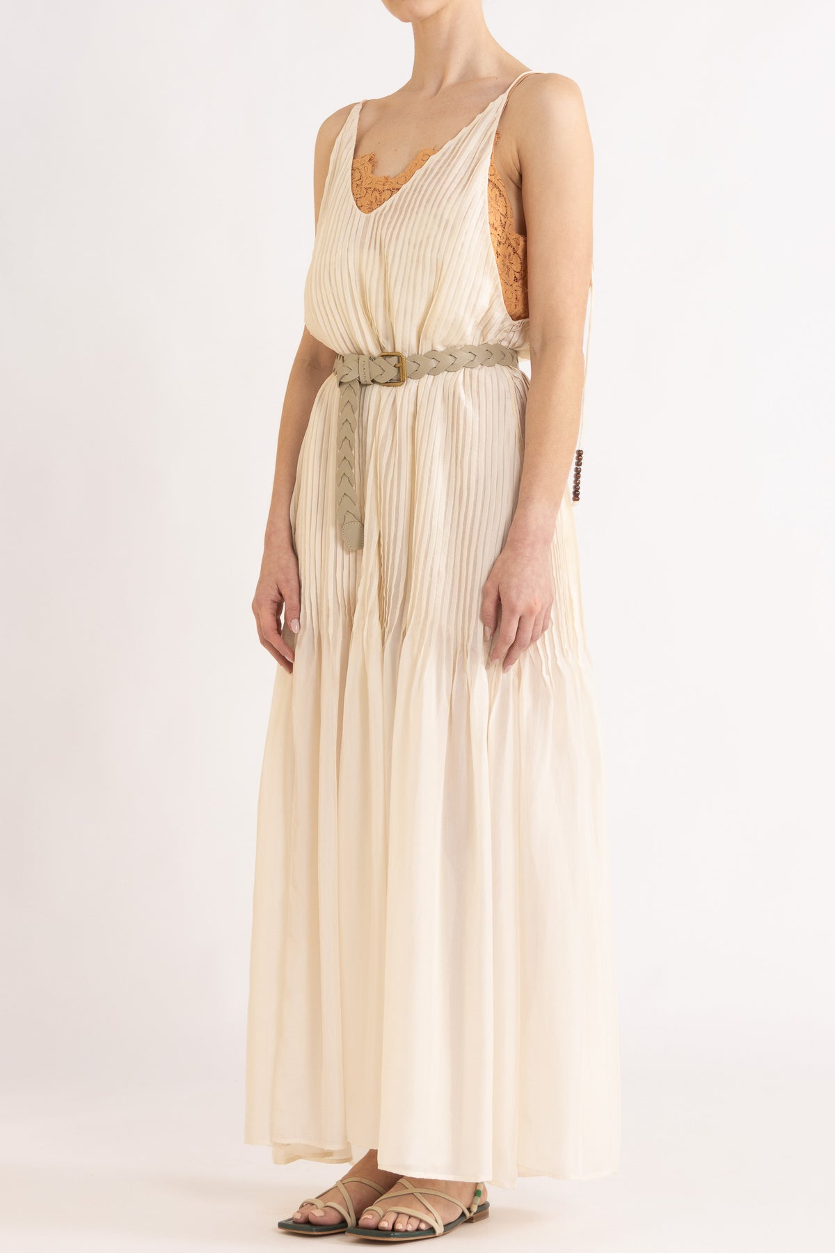Lavinia Pleated Silk Maxi Dress