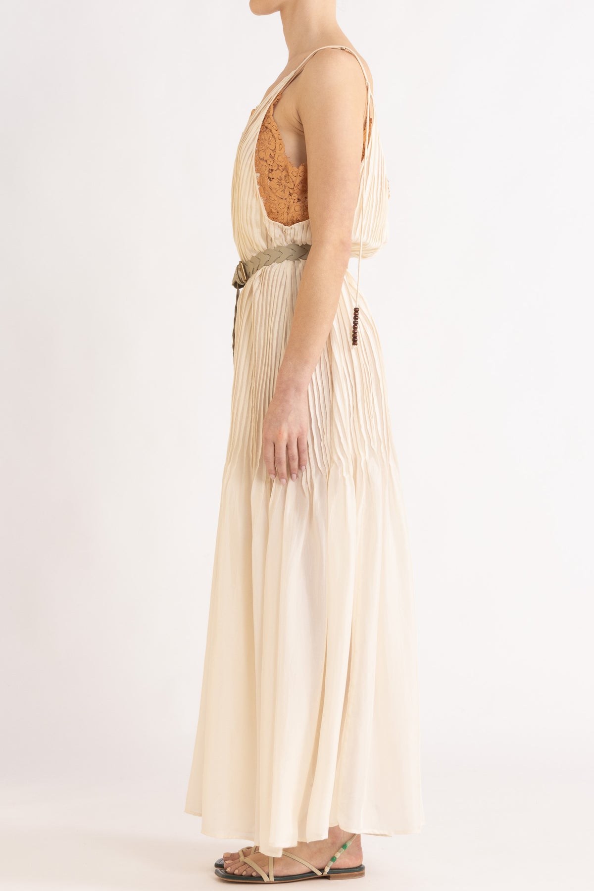 Lavinia Pleated Silk Maxi Dress