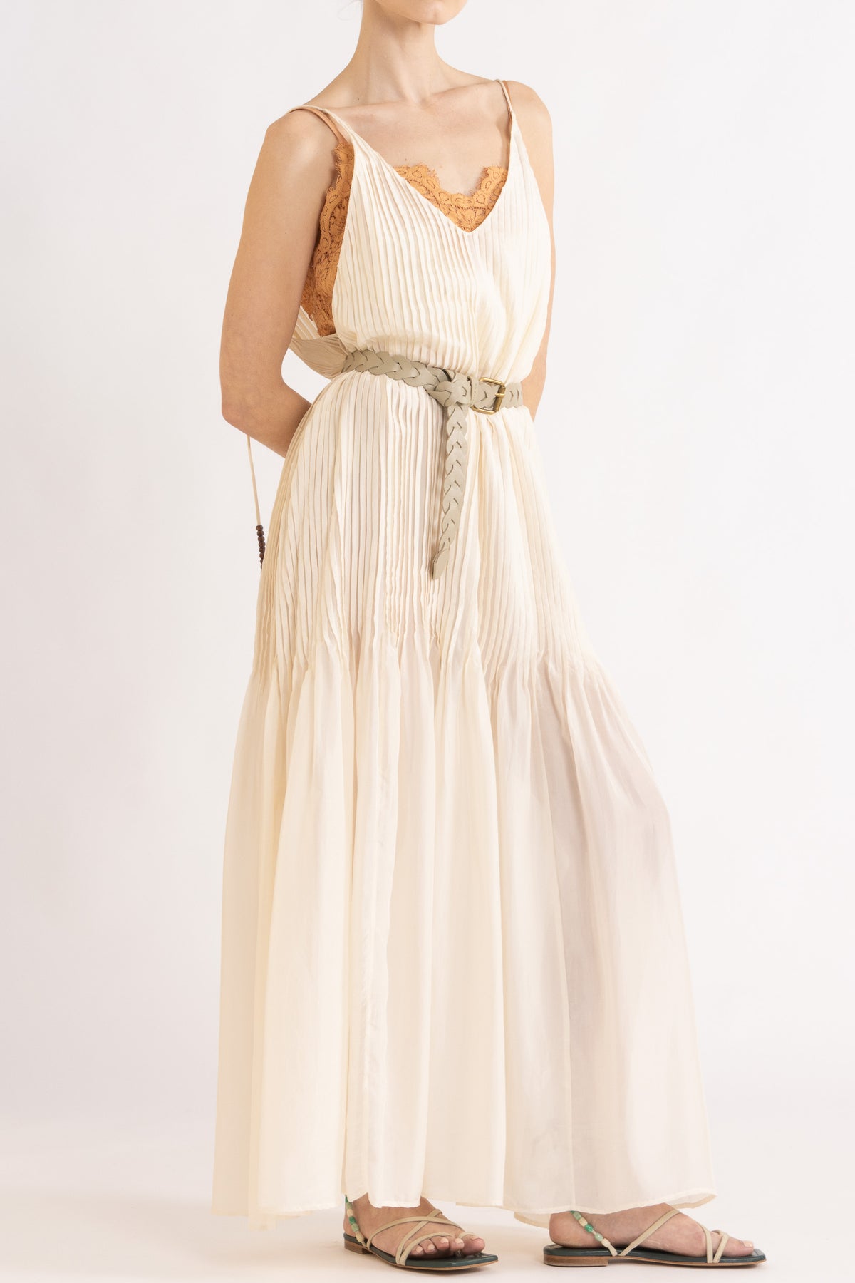 Lavinia Pleated Silk Maxi Dress