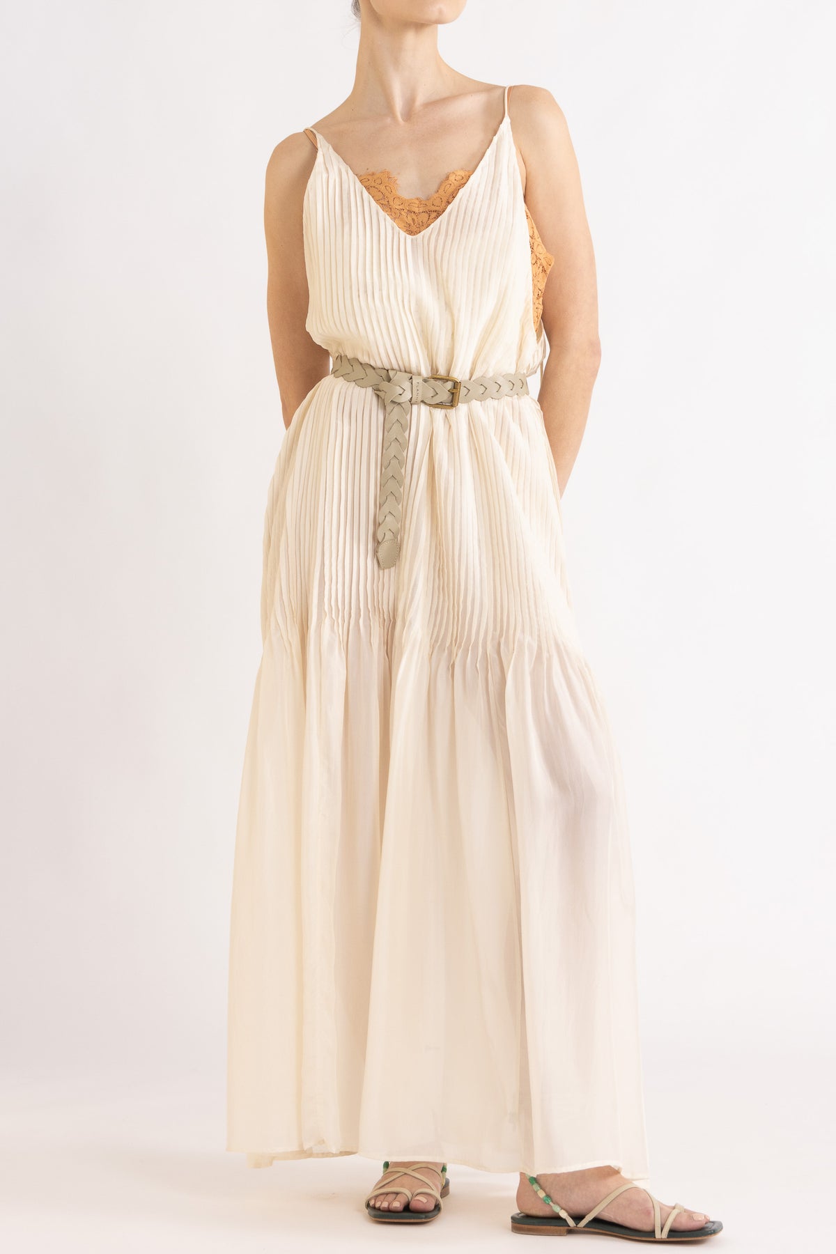 Lavinia Pleated Silk Maxi Dress