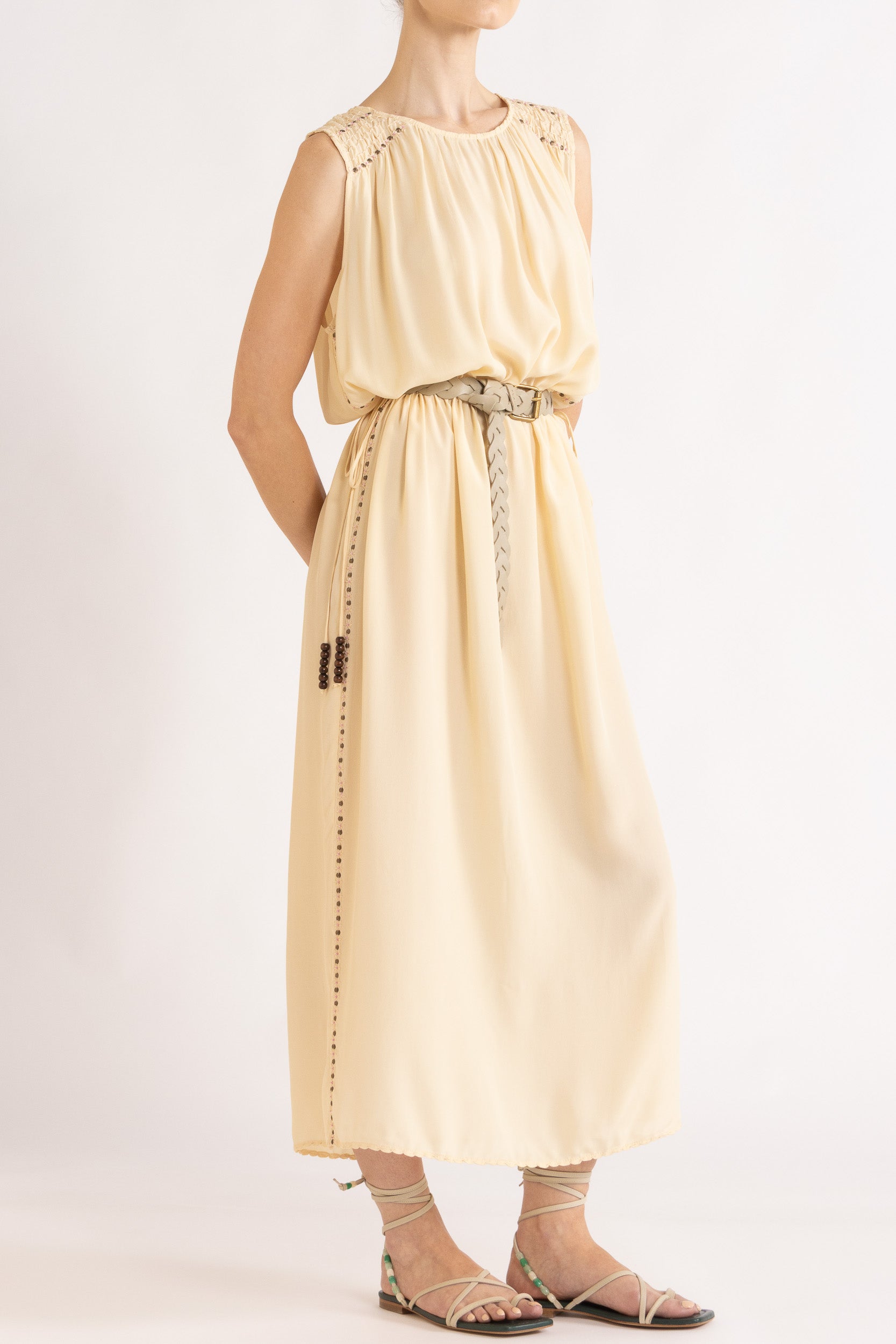 Gemini Crepe De Chine Sleeveless Dress