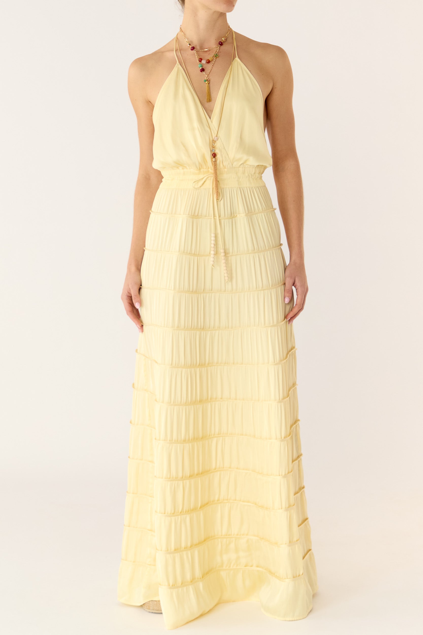 Alina Satin Halter Maxi Dress