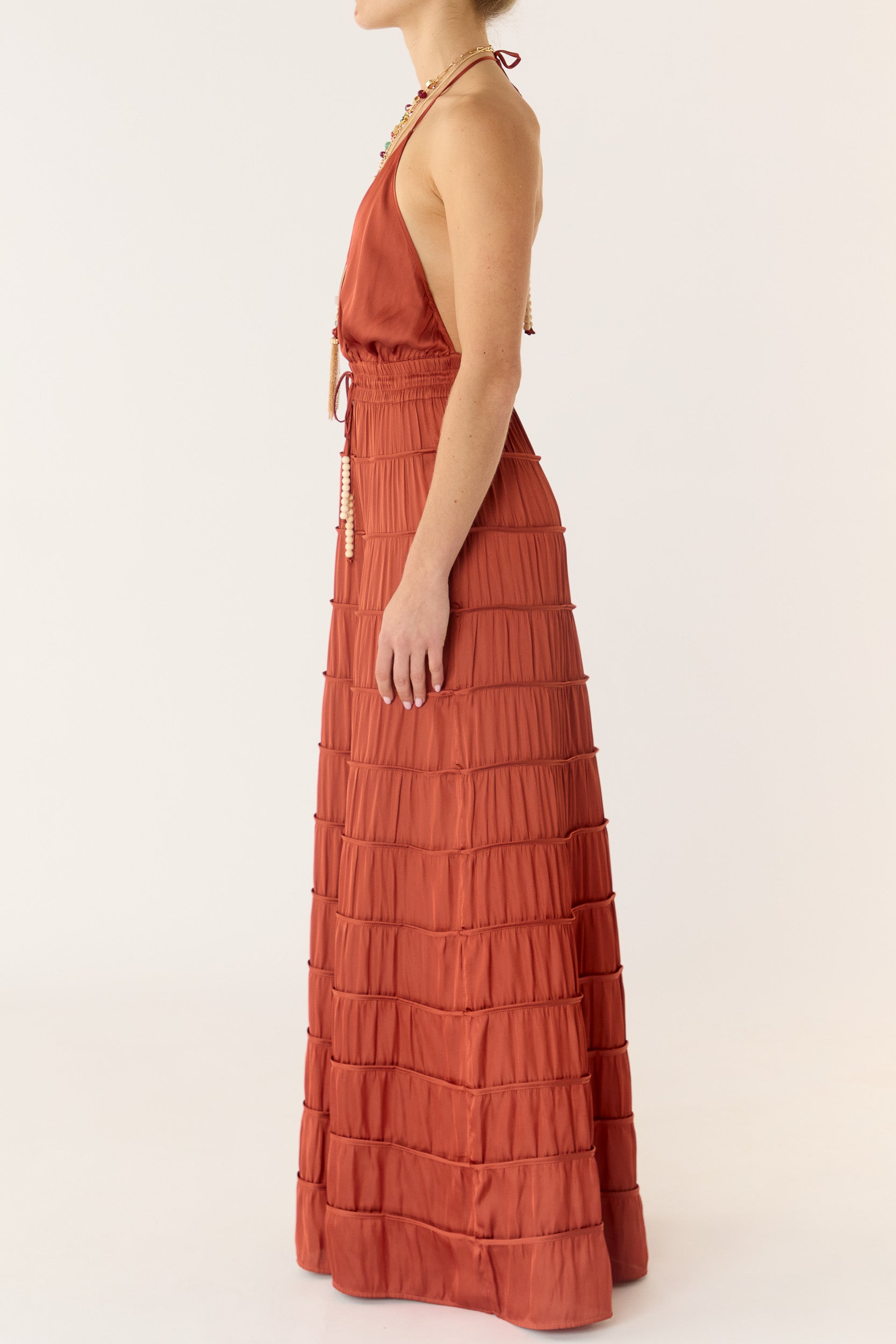 Alina Satin Halter Maxi Dress