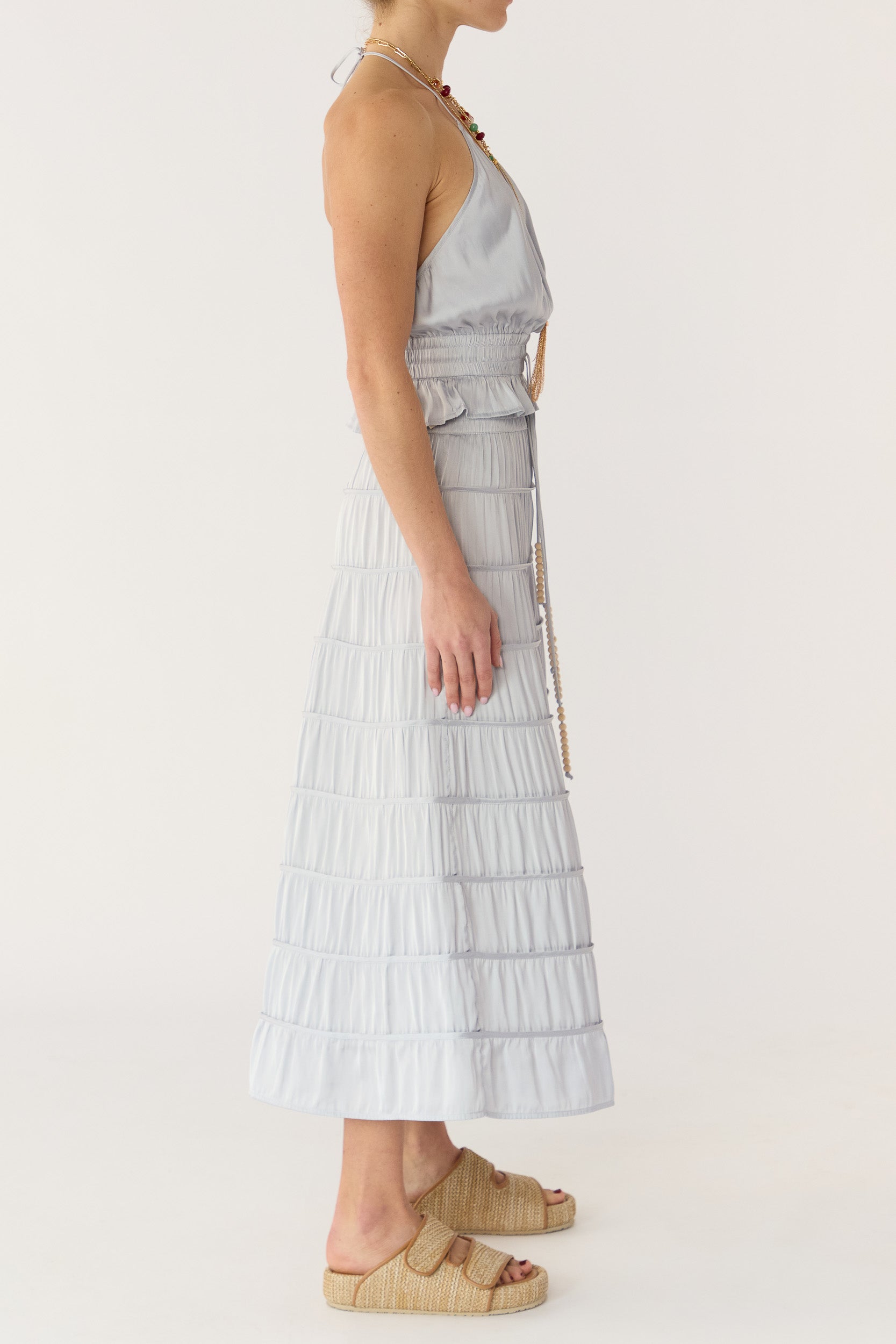 Alina Tiered Satin Skirt