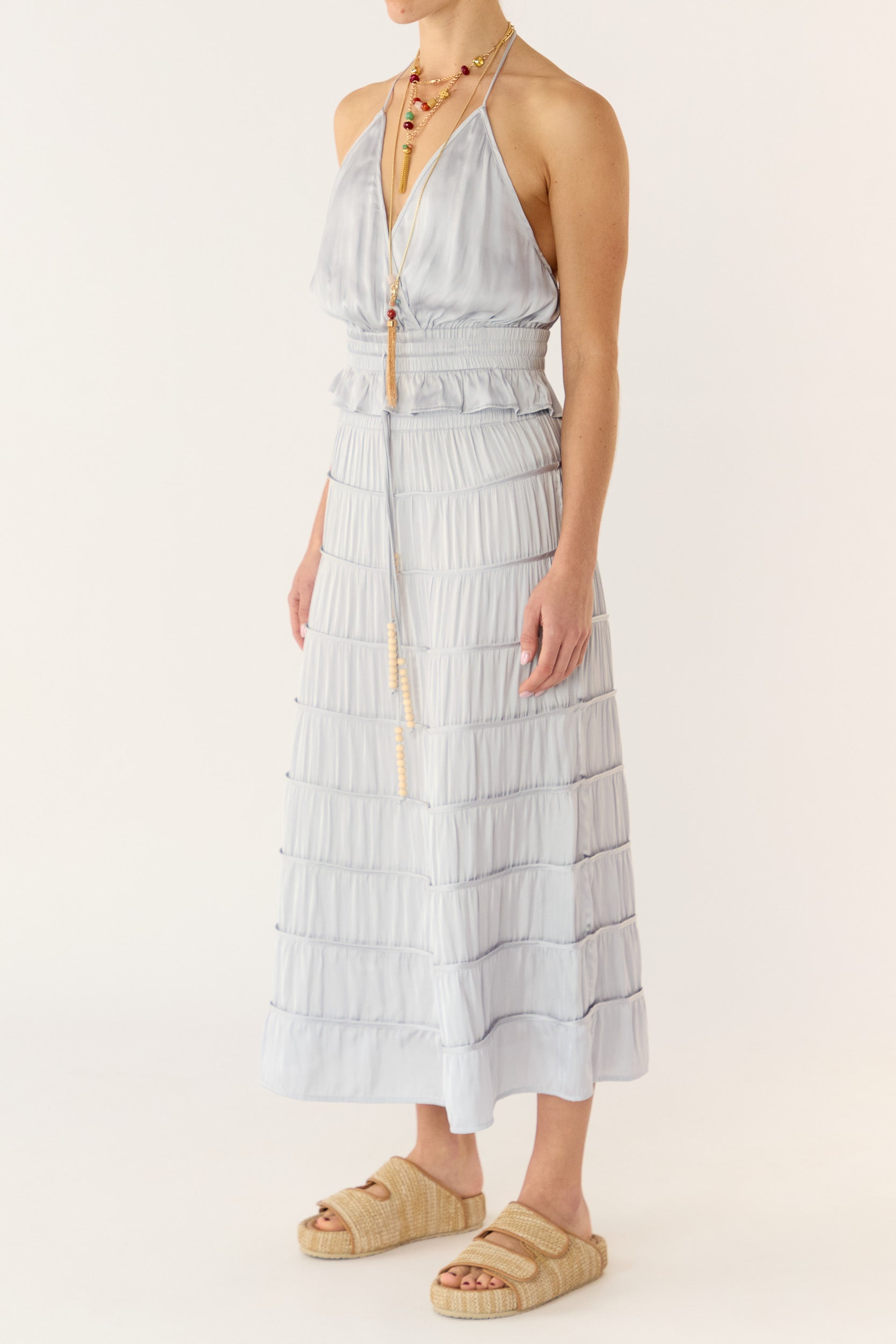 Alina Tiered Satin Skirt