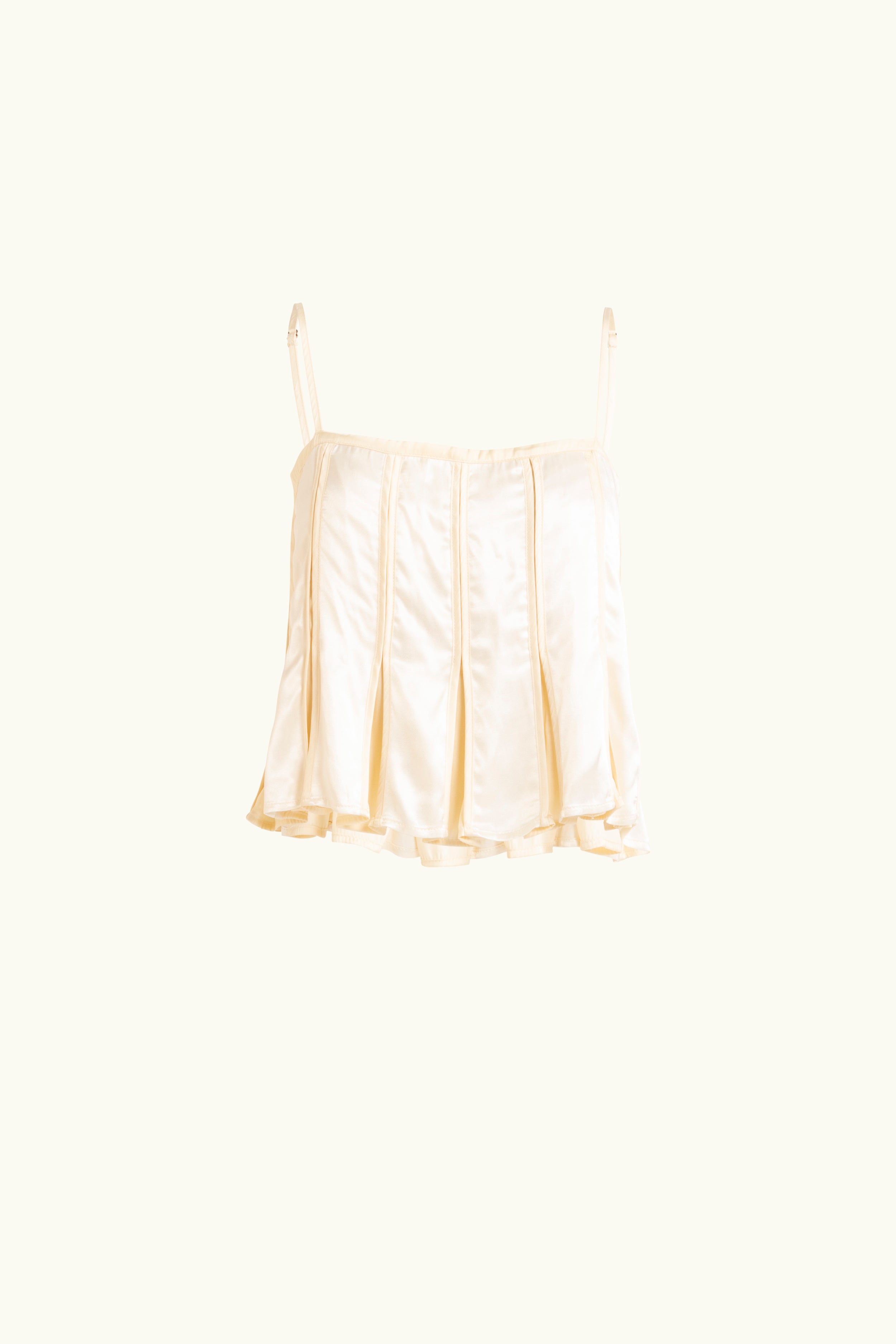 Cream box pleat camisole on a white background