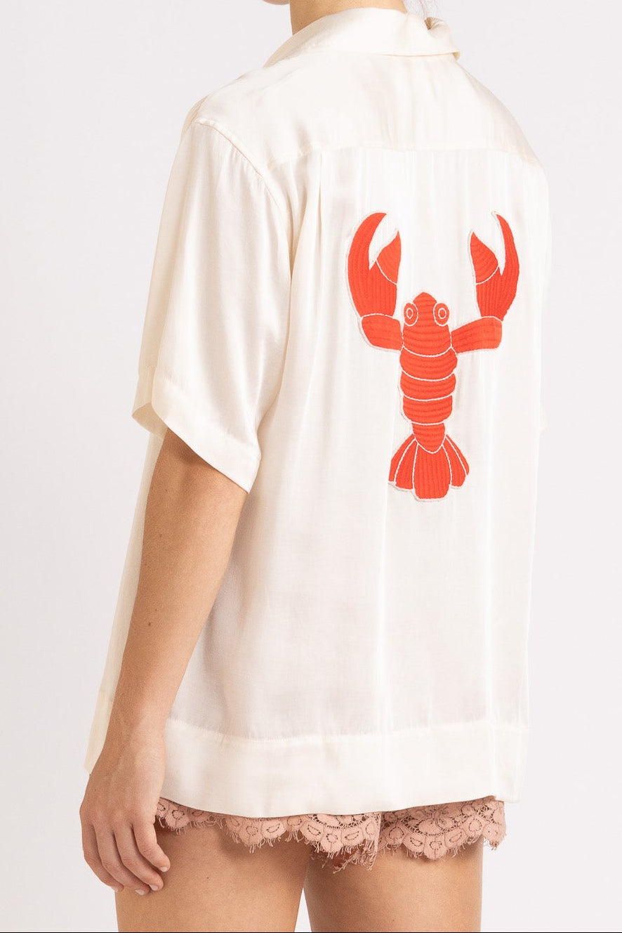 Gus Embroidered Satin Short Sleeve Shirt