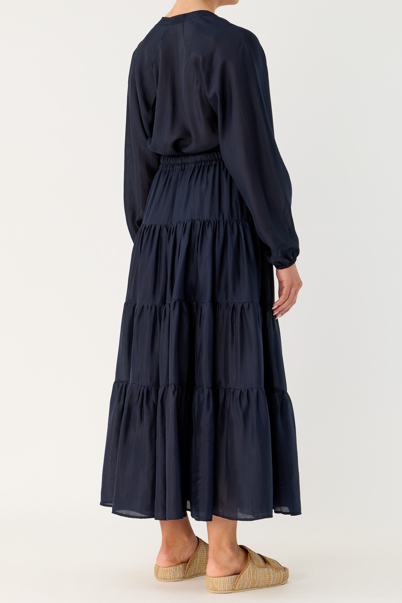 Amal Silk Habotai Long Sleeve Top
