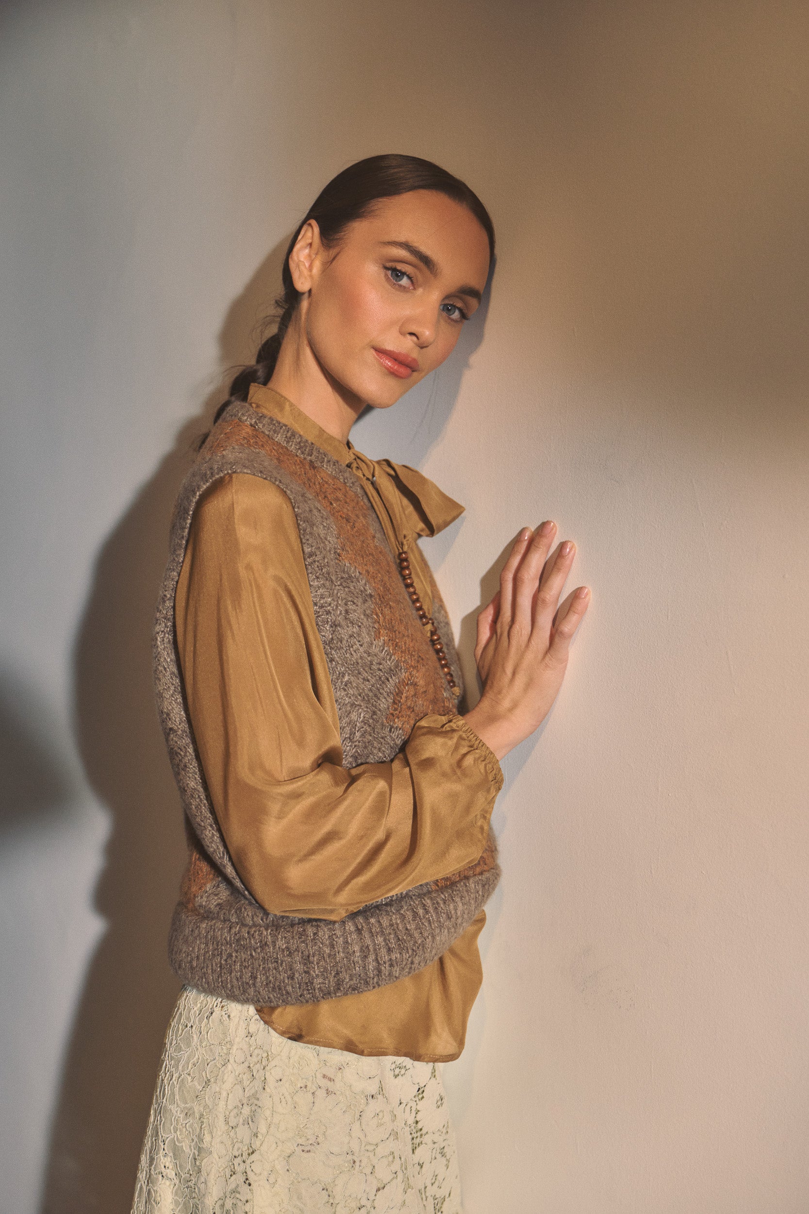 Amal Silk Habotai Long Sleeve Top