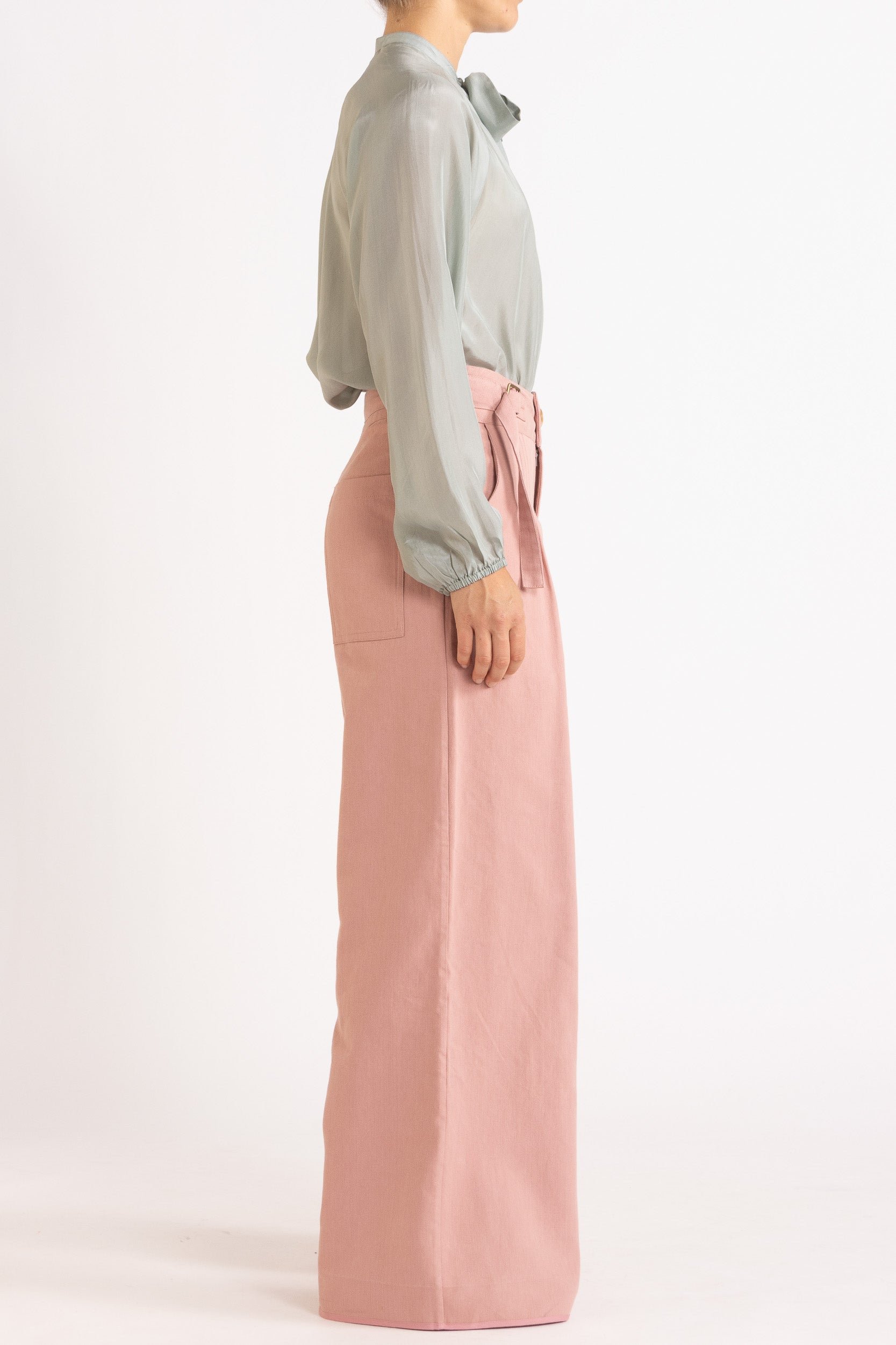 Amal Silk Habotai Long Sleeve Top