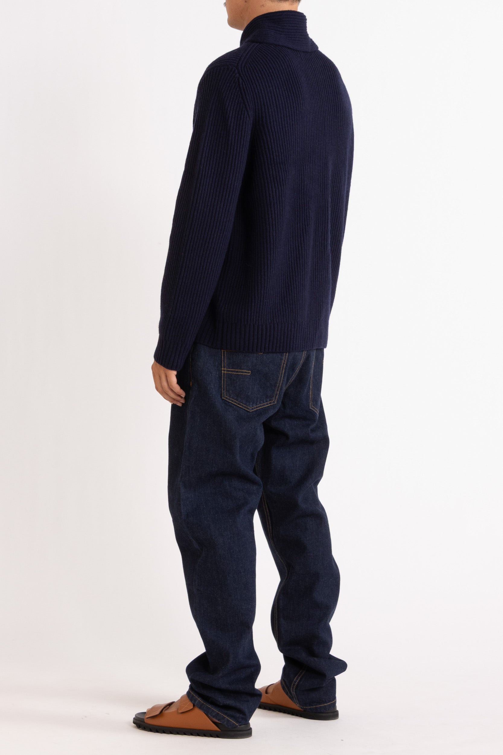 Marcus Wool-Cashmere Shawl Collar Crew