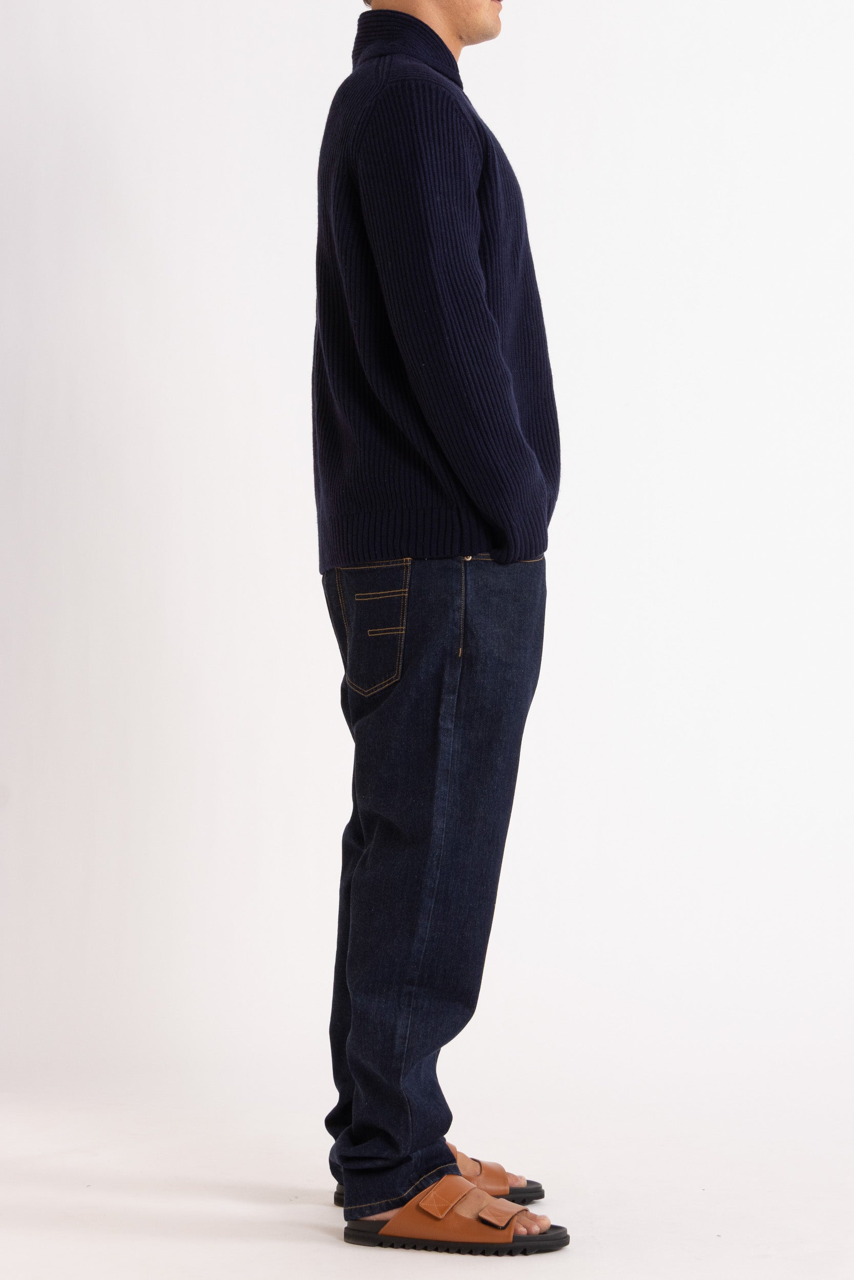 Marcus Wool-Cashmere Shawl Collar Crew