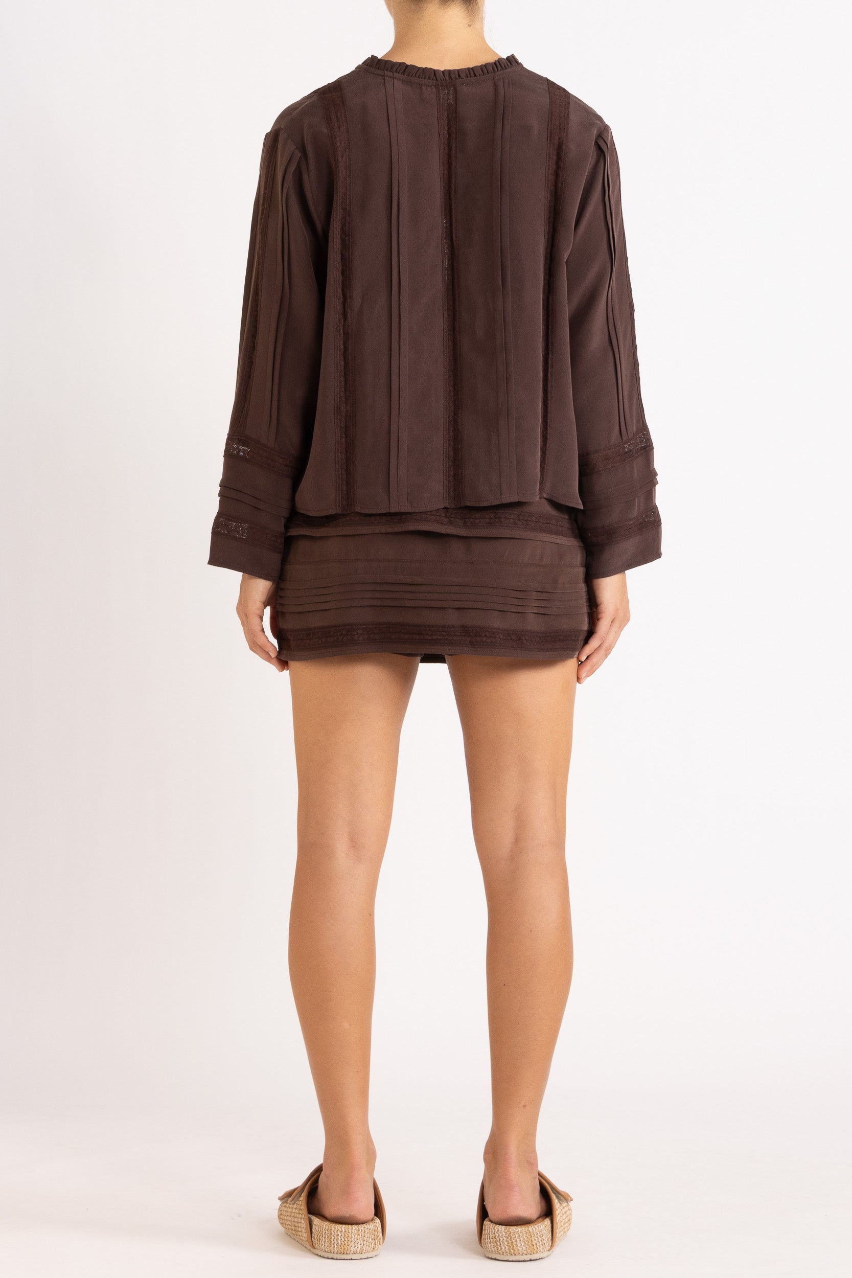 Albrey Silk Crepe Long Sleeve Top