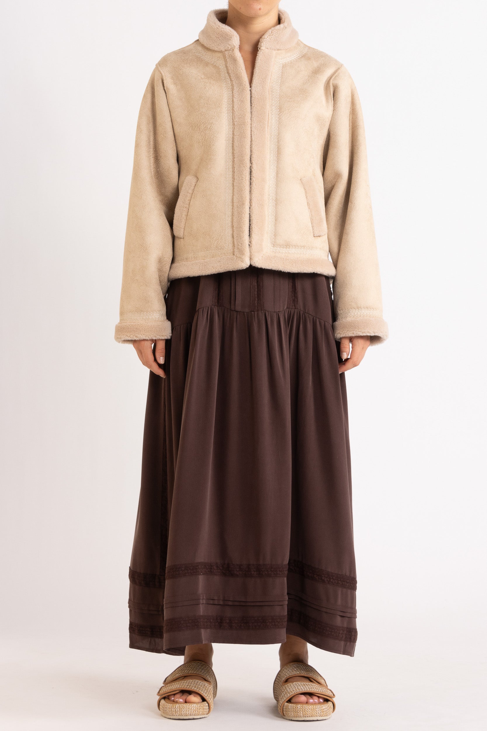 Shiloh Embroidered Faux Shearling Jacket