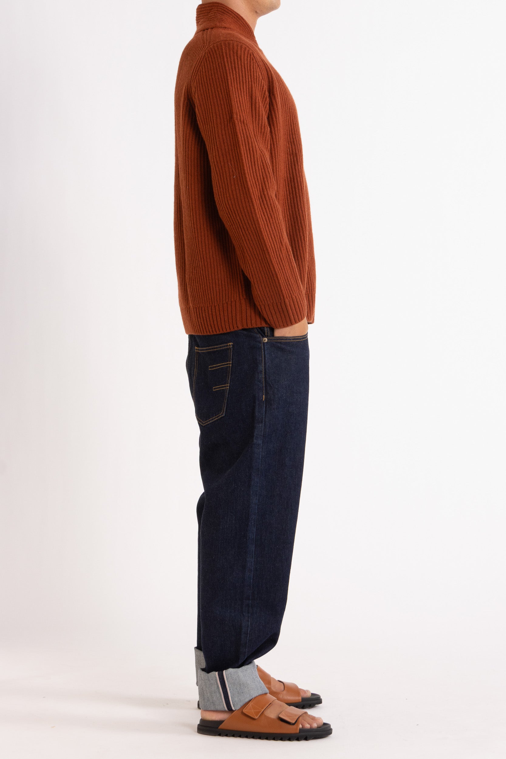 Marcus Wool-Cashmere Shawl Collar Crew