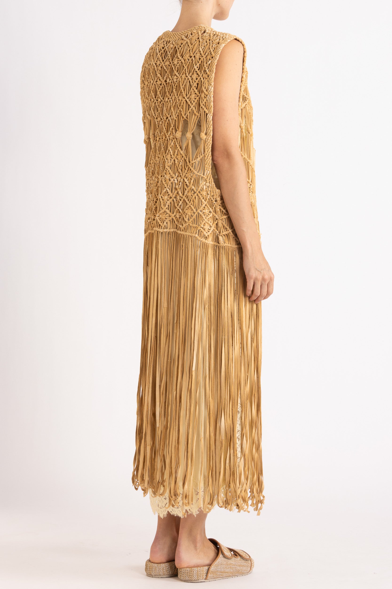 Artemis Fringed Handwoven Suede Vest
