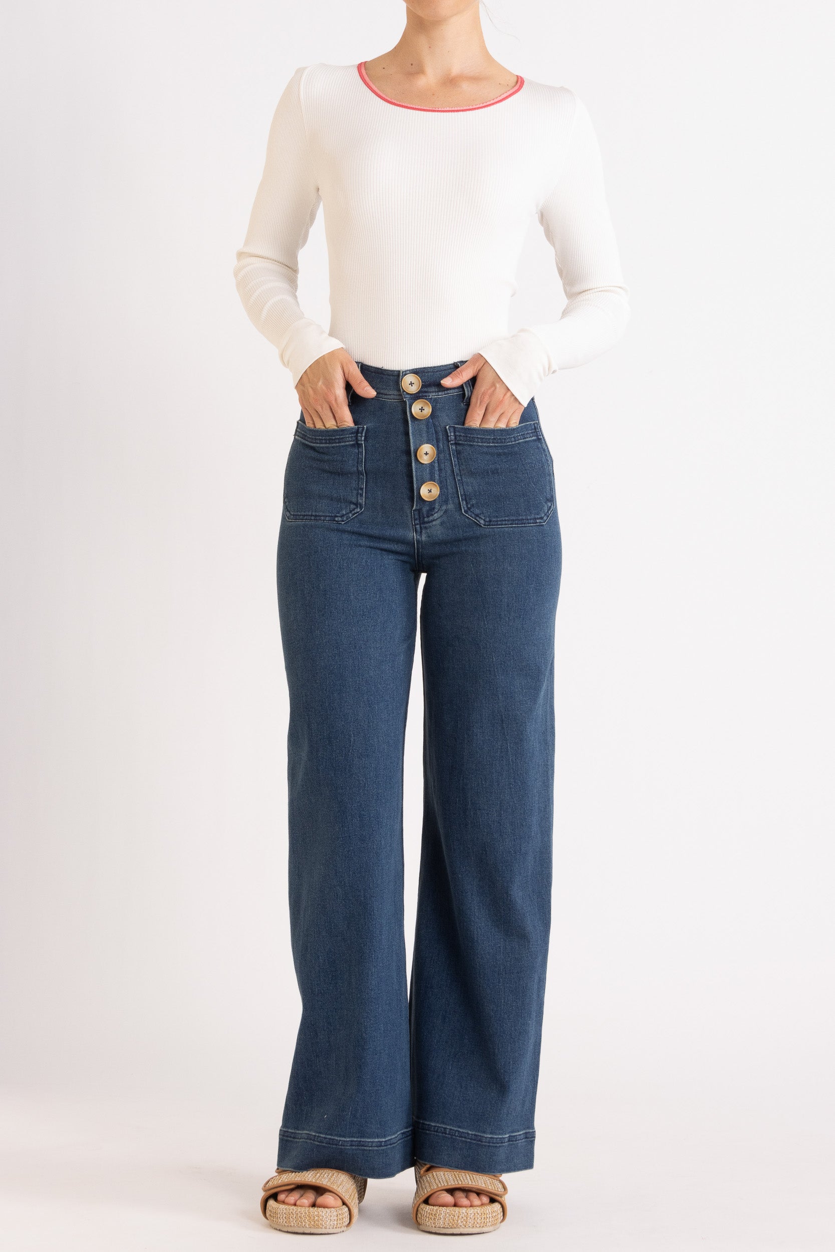 Carli Ribbed Silk-Cotton Long Sleeve Top