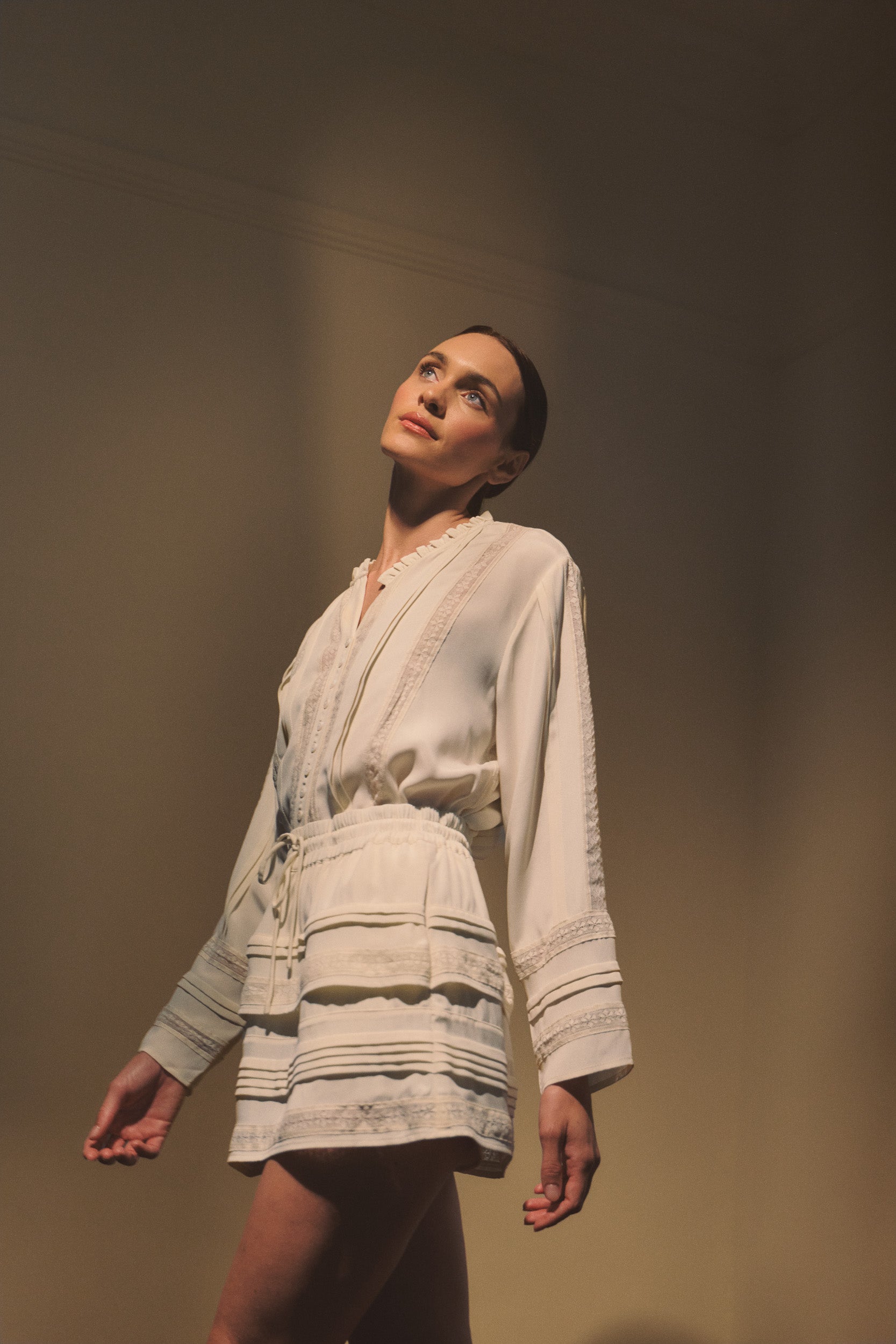 Albrey Silk Crepe Long Sleeve Top