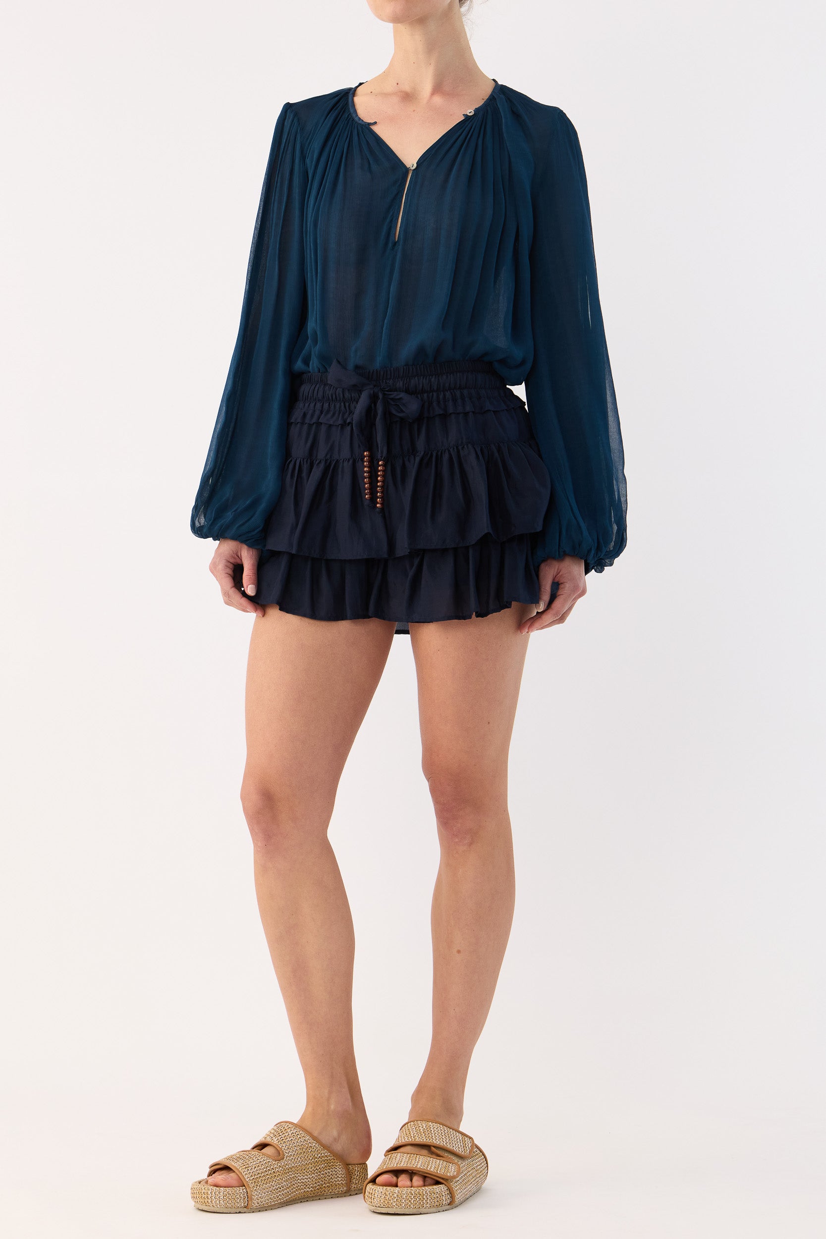 Amal Silk Habotai Frill Short