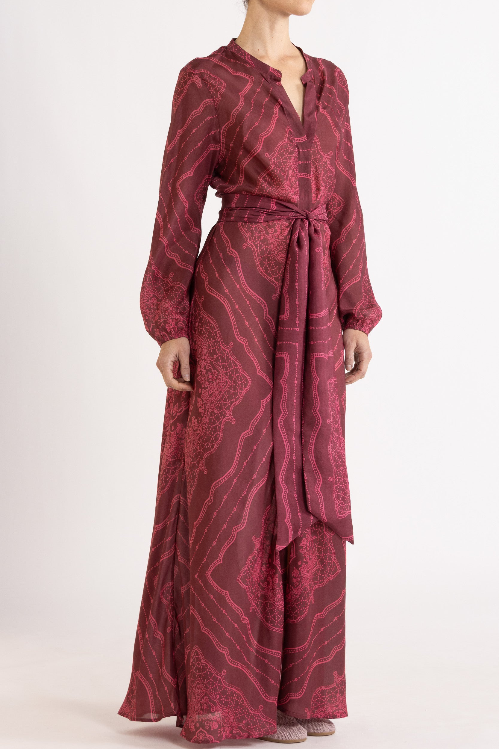 Renee Printed Silk Shirt Dress