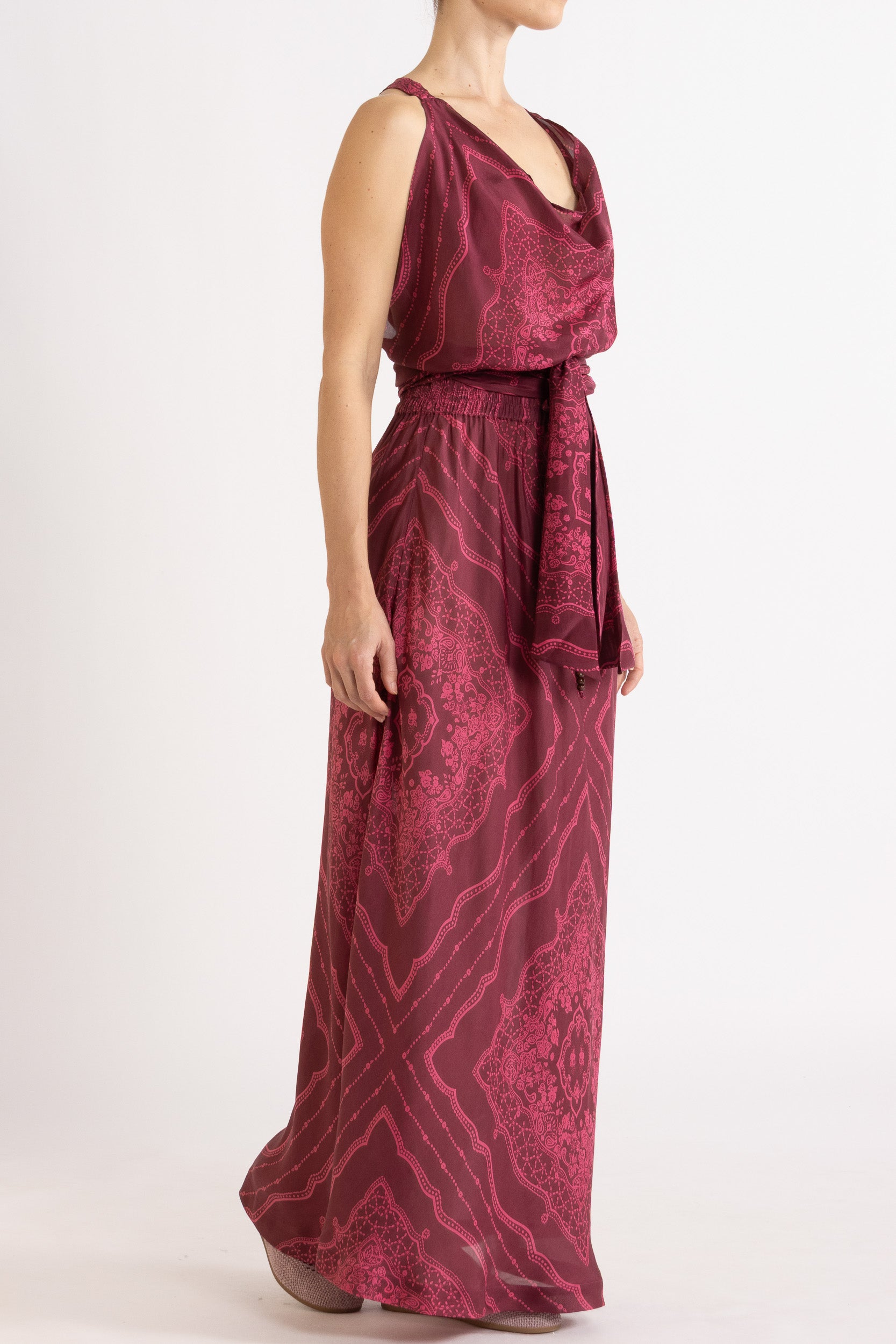 Renee Printed Silk Tie Top