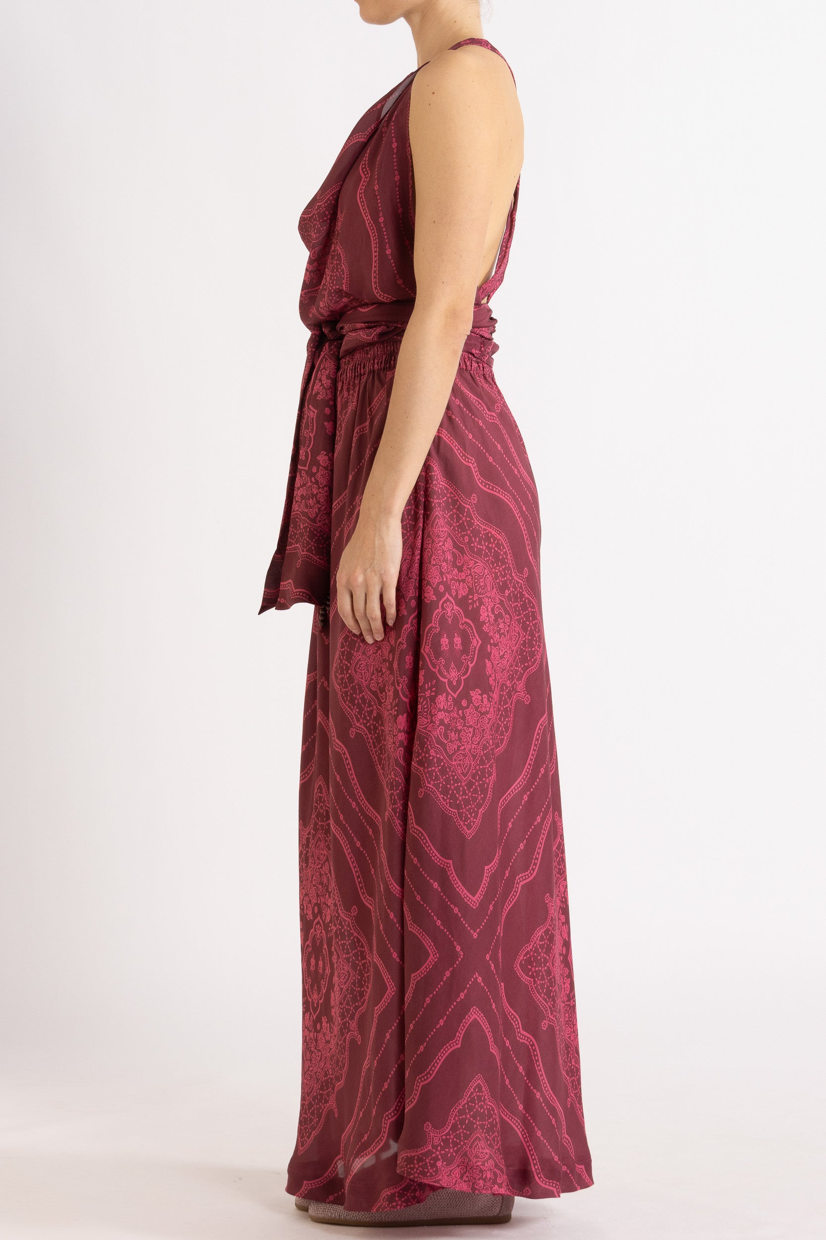 Renee Printed Silk Tie Top