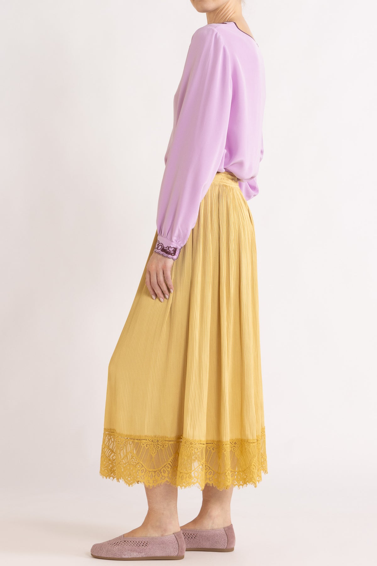 Lina Silk Crepe Long Sleeve Top