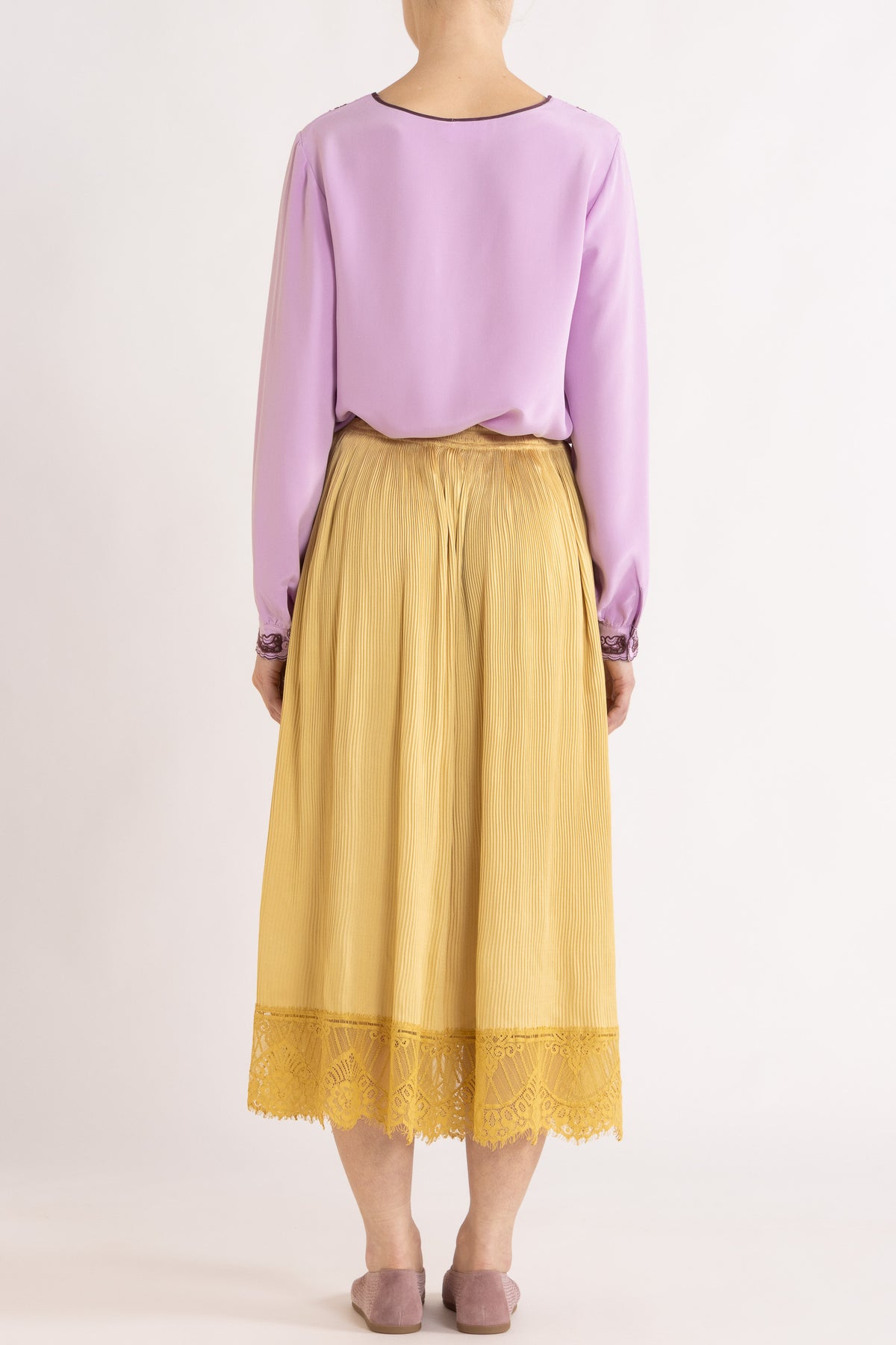 Lina Silk Crepe Long Sleeve Top