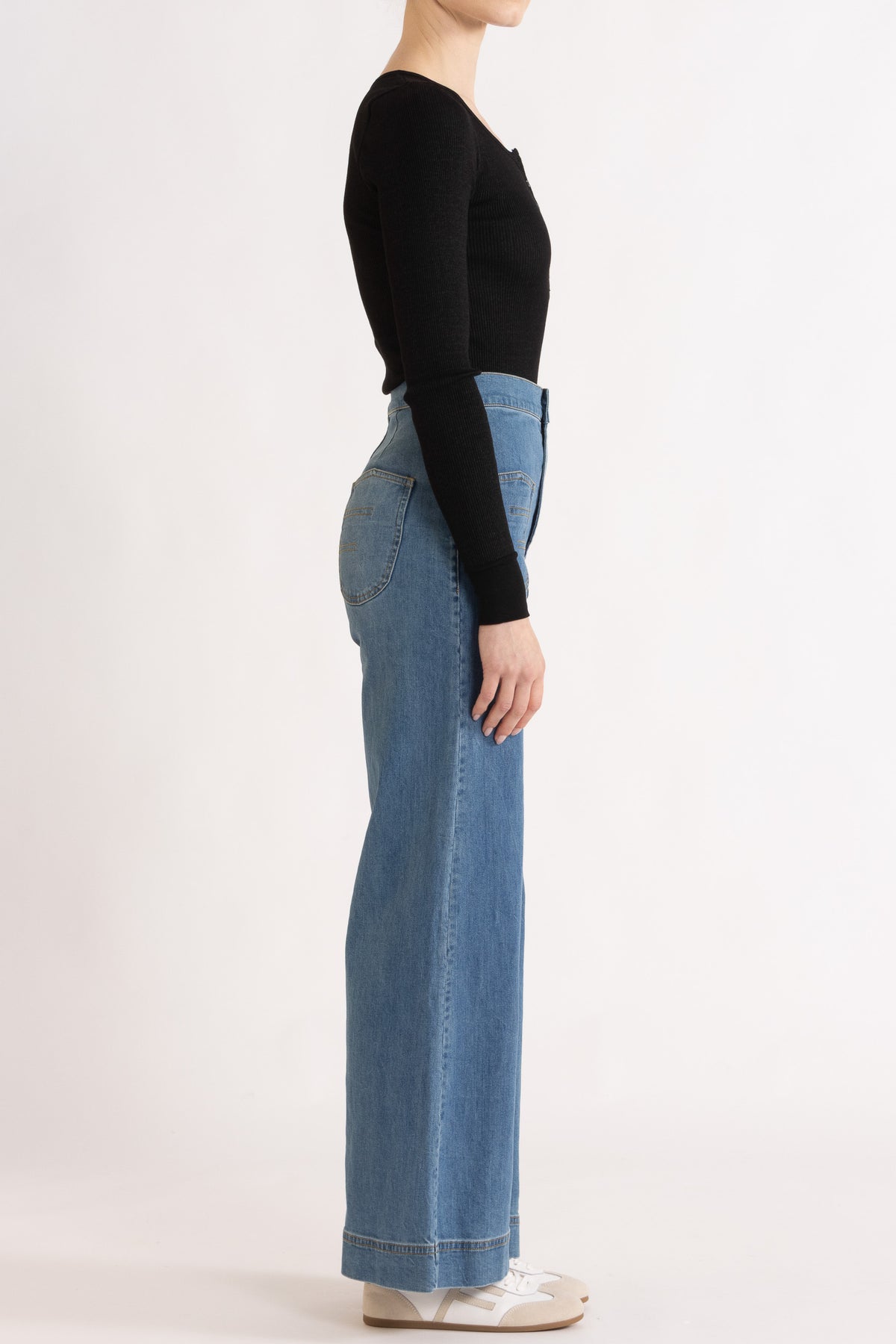 Clover Silk-Cotton Henley Long Sleeve Top