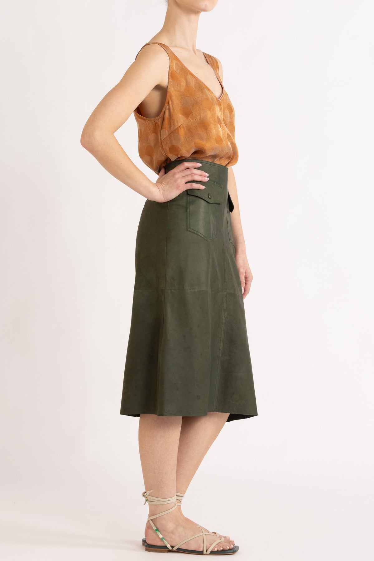 Frankie Leather Midi Skirt