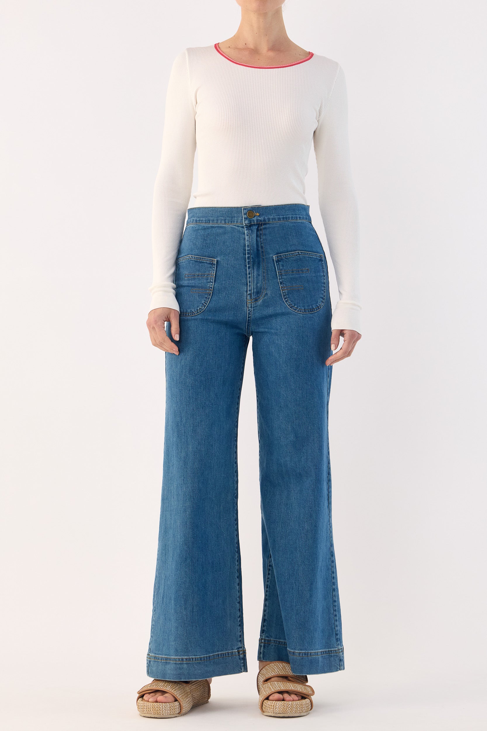 Carli Ribbed Silk-Cotton Long Sleeve Top